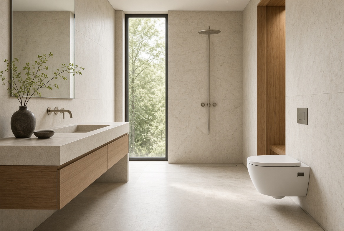 Modern bathroom with premium shower toilet